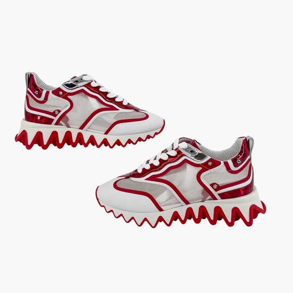 Christian Louboutin Sharkina White Mesh Red Sneakers Size 38 US 8 Women's 6968 - Picture 8 of 14